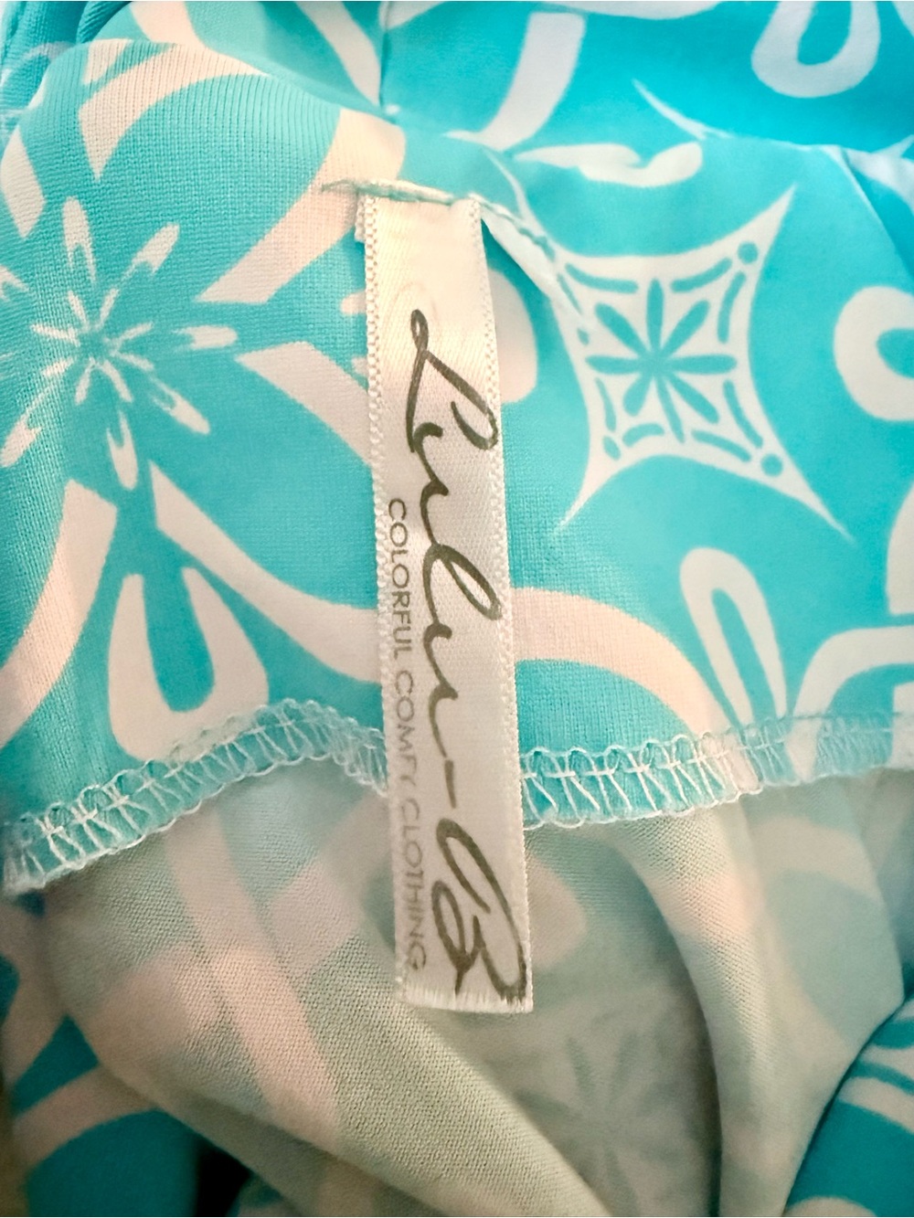 Lulu-B Turquoise & White Floral Print Dress - Picture 6 of 6